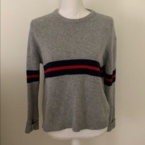 Brandy Melville grey red and navy striped sweater
